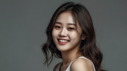 Fototapeta premium A Korean female model in her 20s who is smiling at the front