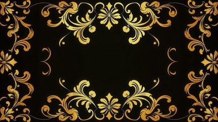 Elegant golden floral pattern with swirling vines and leaves, decoration, shiny