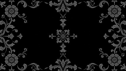 Fototapeta premium Luxurious black charcoal floral wallpaper with intricate design, intricate, sophisticated
