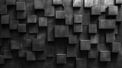 Abstract Dark Grey Cube Blocks Wall Texture Background