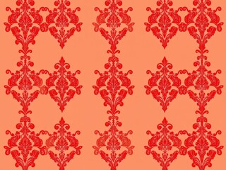 Red wallpaper featuring a striking damask pattern, perfect for adding a touch of elegance and sophistication to any room, decorative, damask