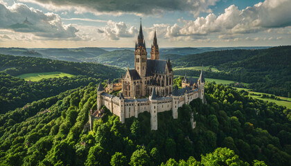 Ch&acirc;teau enchanteur au sommet d'une colline