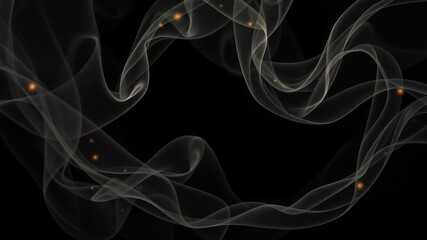 Fototapeta premium Rotation of swirling smoke veils illuminated by lights in darkness, artistic, veils, lights