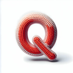 Fototapeta premium letter Q alphabet Crochet isolated on white background