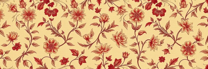 Vintage wallpaper featuring a delicate floral pattern in pastel colors, design, ornate, old-fashioned
