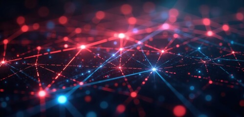 Obraz premium A stunning abstract representation of interconnected nodes and light beams, perfect for technology, networking, or data visualization themes.