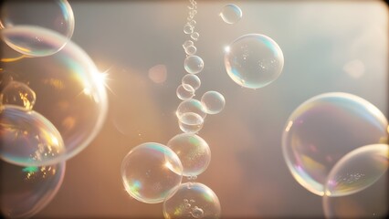 Glowing Rising Bubbles Representing Flourishing Growth