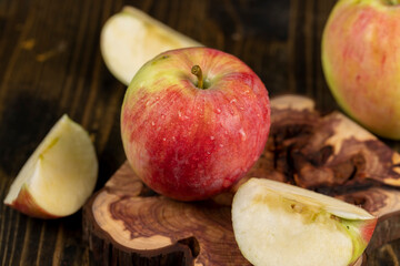 sweet freshly picked apple on the table