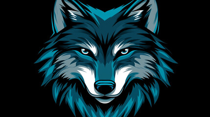 Fototapeta premium Majestic Blue Wolf Head Wild Animal Portrait Graphic Design Nature Illustration