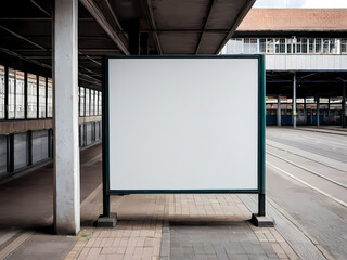 Mock up advertisement board at a old station