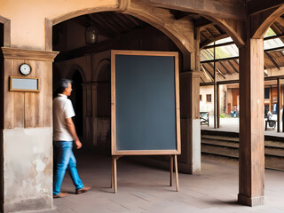 Mock up advertisement board at a old station