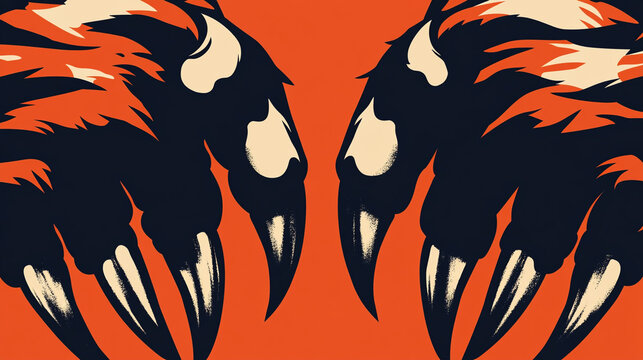 Powerful Claws Graphic Design  Fierce Animal Paws  Orange Background  Wild Nature  Predato