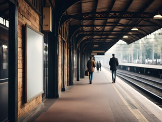 Mock up advertisement board at a old station