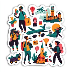 Fototapeta premium Colorful illustration of travel, adventure, and exploration.