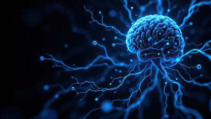 Obraz premium Illustration of an artificial neural network representing AGI or Artificial General Intelligence.