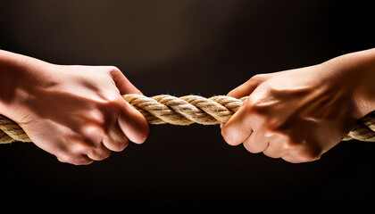 Rope, grab, pull, each other, connect, two, power, grip, compare, win