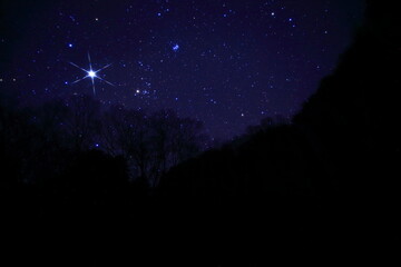山の中の星空