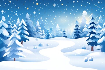 Obraz premium Winter landscape with snowy trees, starry sky, and serene nature scene.