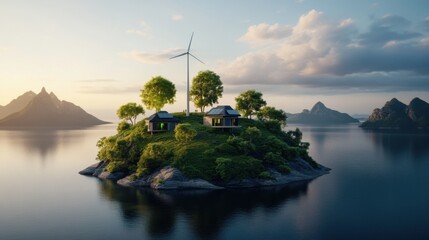 Floating Islands Powered by Wind and Solar Energy
