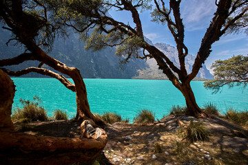 Crystal-clear waters cradled by towering Andean peaks. Llanganuco Lagoon is a masterpiece of nature’s serenity – Cordillera Blanca Ancash Peru