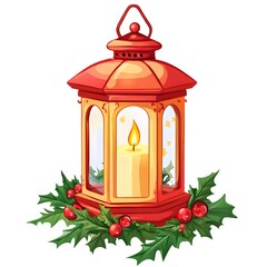 Christmas lantern with candle illustration	
