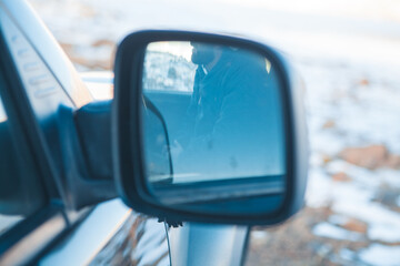 car mirror on the road