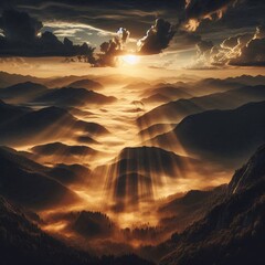 Sunbeams Over the Mountains