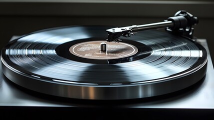 Vintage vinyl record on a retro turntable, ready to play classic tunes