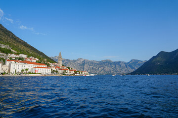 Fototapeta premium View from the water the village of Perast