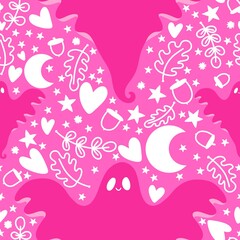 Halloween ghost seamless cute cartoon pattern for wrapping paper and fabrics