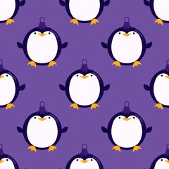 Christmas animals seamless penguin pattern for wrapping paper and fabrics