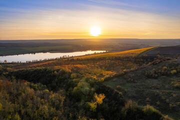 Panorama vom Nordufer des Süßen See bei Sonnenuntergang