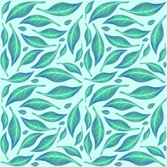 Fototapeta premium Leaves seamless pattern, plants print