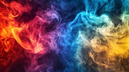 Fototapeta premium Vibrant dance of red and blue smoke swirls