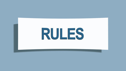 Rules. A card isolated on blue background.