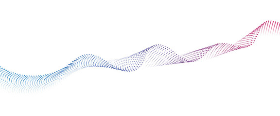 Flowing Dot Wave halftone gradient pattern on transparent background	