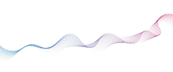 Flowing Dot Wave halftone gradient pattern on transparent background	