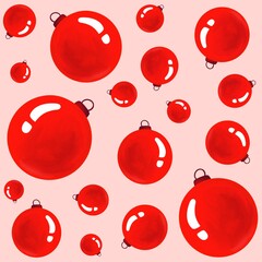 Christmas tree balls seamless pattern