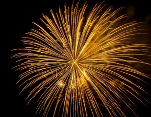 yellow fireworks closeup in black background