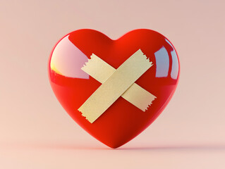 Obraz premium Heart symbolizing healing and recovery adorned with a comforting bandage for emotional support and renewal