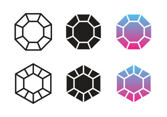 Vector Diamond Icon Set. Diamond Symbols Flat Design
