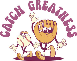 Retro groovy character design, vintage cartoon mascot sublimation design