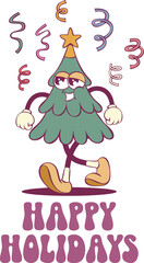 Retro groovy character design, vintage cartoon mascot sublimation design