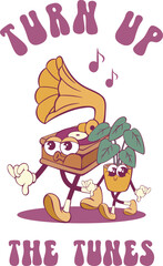 Retro groovy character design, vintage cartoon mascot sublimation design