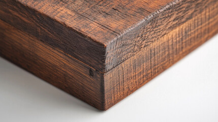 A detailed close-up of a rustic wooden box corner with visible textures and weathering, representing craftsmanship, durability, AI Generative
