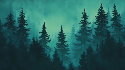 Obraz premium Mystical forest artwork blending pyrography textures with digital art techniques for a magical and atmospheric visual experience.