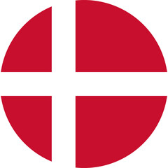 Denmark circle flag icon, round with danish national flag colors © Liena