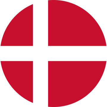 Denmark circle flag icon, round with danish national flag colors