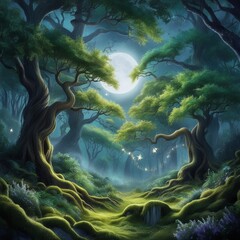 landscape with tree and moon