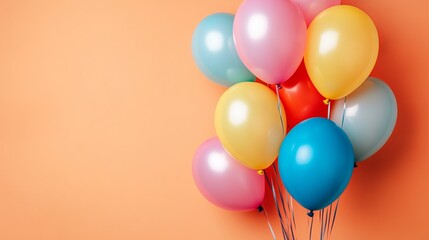 Colorful Birthday Background with Balloons and Festive Decorations for Celebration